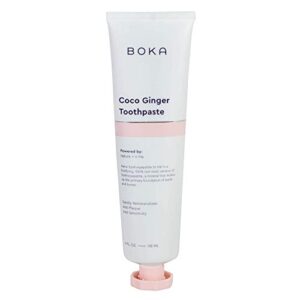 boka natural toothpaste, fluoride free - nano hydroxyapatite for remineralizing, sensitive teeth, & whitening - dentist recommended for adult, kids oral care - coco ginger, 4oz 1 pack - made in usa
