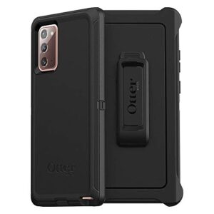 otterbox galaxy note20 5g defender series case - black, rugged & durable, with port protection, includes holster clip kickstand