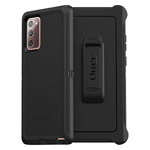 OtterBox Galaxy Note20 5G Defender Series Case - BLACK, rugged & durable, with port protection, includes holster clip kickstand