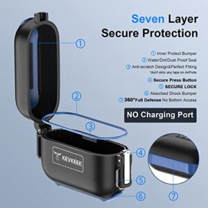 Waterproof Airpod Pro Case,Waterproof Up to 3 Feet,PC+TPU Material,Compatible Wireless Charging for Airpods Pro Case,Case Waterproof with Keychain(Opacity Black&Blue)