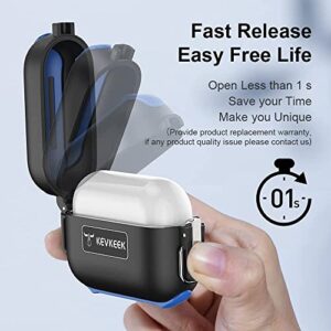 Waterproof Airpod Pro Case,Waterproof Up to 3 Feet,PC+TPU Material,Compatible Wireless Charging for Airpods Pro Case,Case Waterproof with Keychain(Opacity Black&Blue)