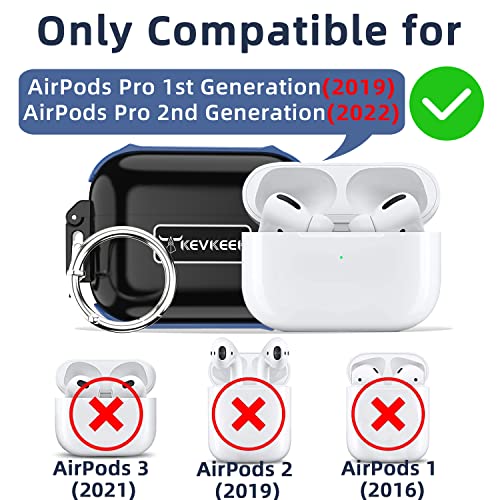 Waterproof Airpod Pro Case,Waterproof Up to 3 Feet,PC+TPU Material,Compatible Wireless Charging for Airpods Pro Case,Case Waterproof with Keychain(Opacity Black&Blue)