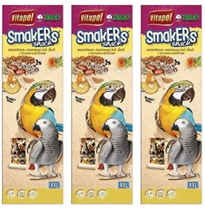 a&e cage co. 6 pack of smackers parrot xxl treat sticks, 12.75 inches each, nut mix flavor