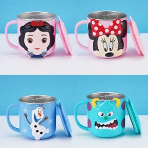 Everyday Delights 3D Princess Snow White Pink Durable Stainless Steel Insulated Cup with Lid, 250ml
