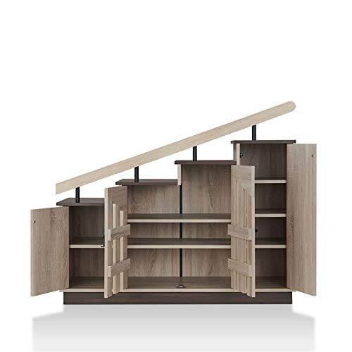 Furniture of America Barstead Wood Staircase Shoe Cabinet in Natural Oak