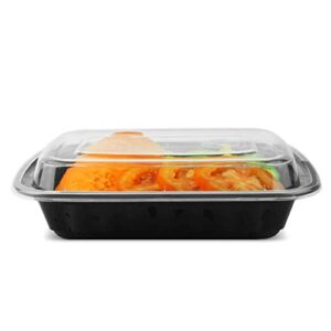miibox 28 oz bento box with lids, bpa free, 50pcs fork disposable food take out container, black