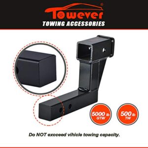 Towever 84123 Trailer Hitch Extender with 6.25" Drop/Rise, 9" Extension, Hitch Riser Solid Tube (GTW/TW 5000/500 LBS)