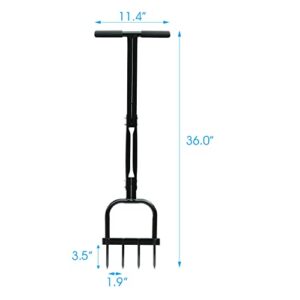 Gardzen Spike Aeration, Heavy Duty Aerator for Compacted Soils and Lawns, 35" x 11", Black