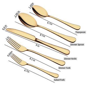 Gold Silverware Set, 20-Piece Flatware Set Aisoso Stainless Steel Cutlery Kitchen Utensil Set Tableware Service for 4