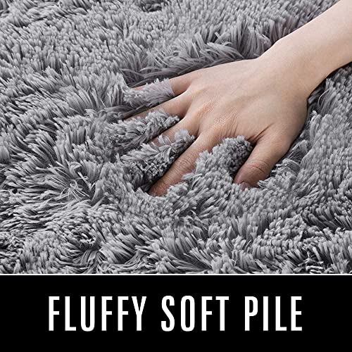 HOMORE Luxury Fluffy Area Rug Modern Shag Rugs for Bedroom Living Room, Super Soft and Comfy Carpet, Cute Carpets for Kids Nursery Girls Home，5x8 Feet Gray