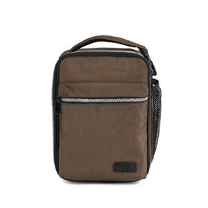 sachi explorer durable insulated lunch tote, lunchbox with heavy duty zipper, large lunch bag, for men with hands free buckle handle loncheras coffee