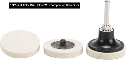 30 Pcs of 2" Commpressed Wool Fabric Qc Disc Polishing Buffing Pads Wheels and 1 Pcs of 2" Disc Pad Holder with 1/4" Shank for Polishing & Buffing Projects