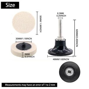 30 Pcs of 2" Commpressed Wool Fabric Qc Disc Polishing Buffing Pads Wheels and 1 Pcs of 2" Disc Pad Holder with 1/4" Shank for Polishing & Buffing Projects