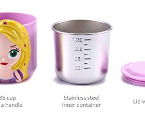 Everyday Delights 3D Princess Rapunzel Pink Durable Stainless Steel Insulated Cup with Lid, 250ml