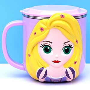 Everyday Delights 3D Princess Rapunzel Pink Durable Stainless Steel Insulated Cup with Lid, 250ml