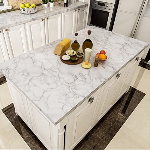 YENHOME Waterproof Contact Paper for Bathroom Countertops Kitchen Countertop Peel and Stick Contact Paper Grey Marble Contact Paper Peel and Stick Wallpaper Gloosy Counter Top Stick Paper 17.7"X200"