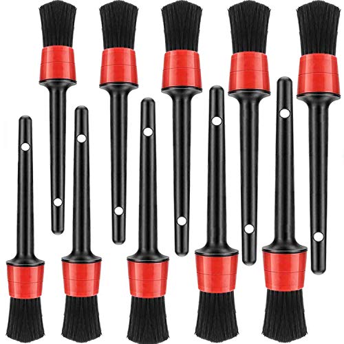 20 Pieces Auto Detailing Brush Set - 5 Different Sizes Premium Natural Boar Hair Mixed Fiber Plastic Handle Automotive Detail Brushes for Cleaning Wheels, Engine, Emblems, Air Vents, Car, Motorcy