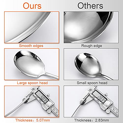 Stainless Steel Serving Spoon Set of 6 Pieces for Catering, Dishwasher Safe, 9.14 Inches Large Serving Utensils of Spoons