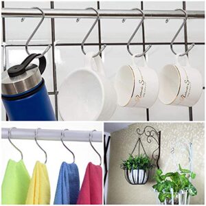 18 Pack S Shaped Hooks, Heavy Duty Stainless Steel S Hooks, Hangers Hanging Hooks for Hanging Pots and Pans,Towels,Clothes,Plants in Home Kitchen Bathroom Bedroom Garden, (2.8",3.5",4.3",Each 6 Pack)