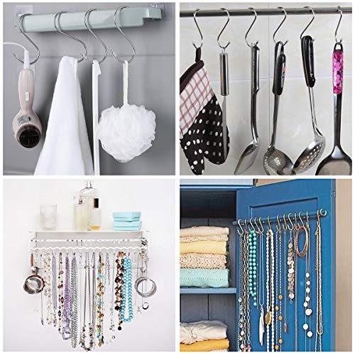 18 Pack S Shaped Hooks, Heavy Duty Stainless Steel S Hooks, Hangers Hanging Hooks for Hanging Pots and Pans,Towels,Clothes,Plants in Home Kitchen Bathroom Bedroom Garden, (2.8",3.5",4.3",Each 6 Pack)