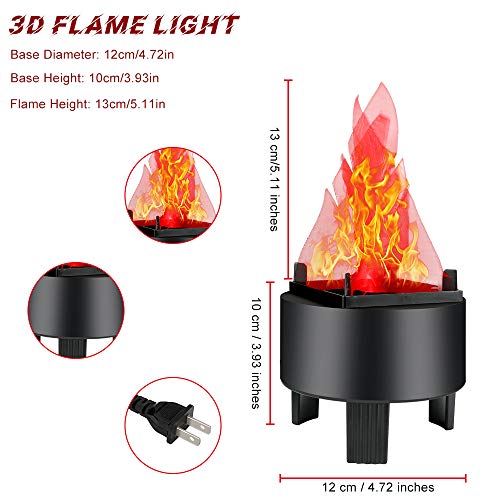 Globalstore 3D LED Fake Fire Flames Effect Light, 110V Electric Fake Campfire Lamp, Artificial Flickering Flame Table Lamp Halloween Christmas Party Decorations Holiday Supplies for Bar, Stage, Home