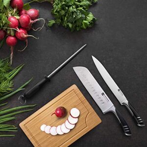 Premium 15-Piece German High Carbon Stainless Steel Kitchen Knives Set with Rubber Wood Block, Professional Double Forged Full Tang Chef Knife Set