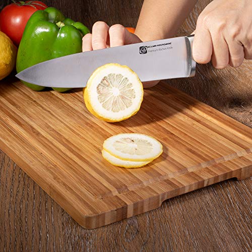 Premium 15-Piece German High Carbon Stainless Steel Kitchen Knives Set with Rubber Wood Block, Professional Double Forged Full Tang Chef Knife Set