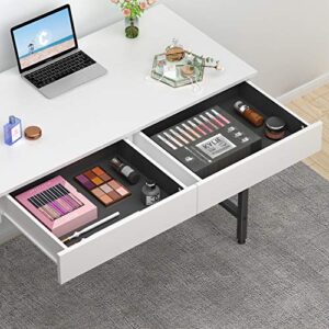 CubiCubi Computer Desk with 2 Storage Drawers, 40 inch Home Office Writing Desk, Study Table for Small Space, White