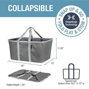 CleverMade Collapsible Fabric Laundry Baskets - Foldable Pop-Up Storage Container Organizer Bags - Large Rectangular Space Saving Clothes Hamper Tote with Carry Handles, Pack of 2, Charcoal