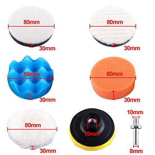 SIQUK 38 Pieces Car Polishing Pad Kit 3 Inch Buffing Pads Foam Polish Pads Polisher Attachment for Drill