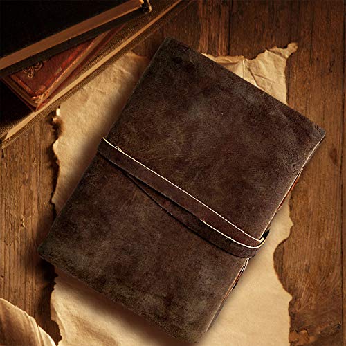 Leather Bound Journal - Handmade Antique Deckle Edge Paper - Leather Sketchbook - Book of Shadows Journal - Thick Journal - Vintage Journal for Men and Women Handcrafted Journal Travel Diary