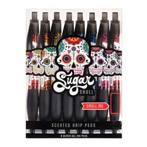 sugar skull smens - scented pens, black ink, medium point - 8 count