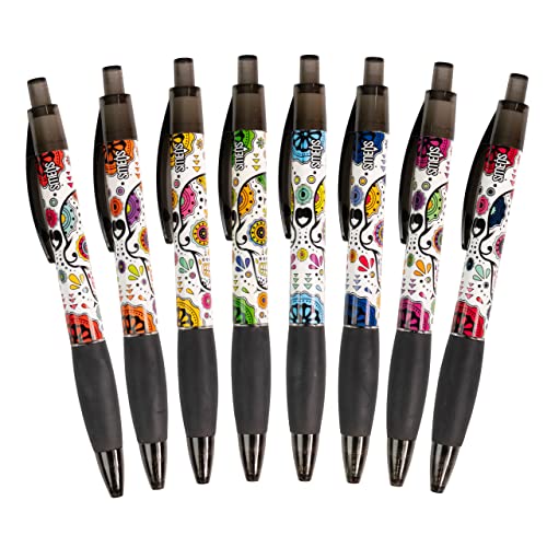 Sugar Skull Smens - Scented Pens, Black Ink, Medium Point - 8 Count