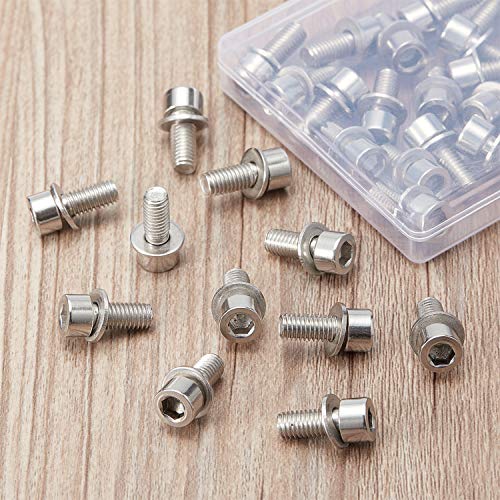 40 Pieces M5 Hex Bolt Socket Tapping Screw Bolts Water Bottle Cage Bolts with Washers for Bike Water Bottle Cage Holder Bracket Rack, 0.67 x 0.31 Inch