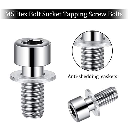 40 Pieces M5 Hex Bolt Socket Tapping Screw Bolts Water Bottle Cage Bolts with Washers for Bike Water Bottle Cage Holder Bracket Rack, 0.67 x 0.31 Inch