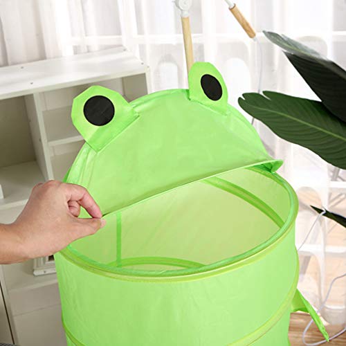 Cabilock Cartoon Laundry Basket Frog Shaped Foldable Laundry Hamper Bucket Cloth Storage Basket for Toys Clothes Blankets