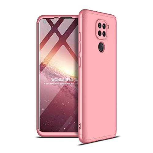 Asdsinfor Compatible with Xiaomi Redmi Note 9 Case 3 in 1 360 Degree Full Body Case Premium Slim Hard PC Plastic Anti-Scratch Bumper Compatible with Xiaomi Redmi 10X 4G 3 in 1 Rose Gold AD