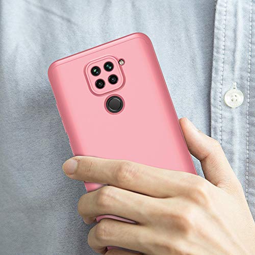 Asdsinfor Compatible with Xiaomi Redmi Note 9 Case 3 in 1 360 Degree Full Body Case Premium Slim Hard PC Plastic Anti-Scratch Bumper Compatible with Xiaomi Redmi 10X 4G 3 in 1 Rose Gold AD