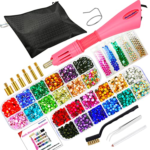 Hotfix Rhinestone Applicator Tool, Hot Fixed Applicator Rhinestones Kit, Bedazzler Kit with Rhinestones, Badazzle Bigger Gems Crystal Pen Setter, Bedazzle 17 Colors Rinestones Set, Jewel Picker