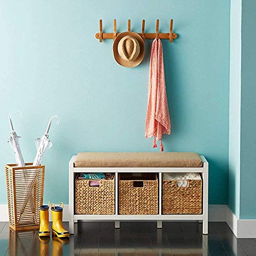 4 Decorative Hand-Woven Small Water Hyacinth Wicker Storage Basket, 13x11x11 Perfect for Shelving Units