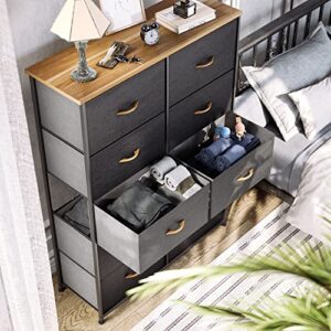 YITAHOME 10-Drawer Dresser, Fabric Storage Tower, Tall Dresser for Bedroom, Living Room, Hallway, Closets, Sturdy Steel Frame, Wooden Top, Easy Pull Fabric Bins