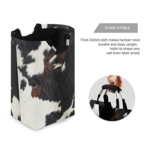 Ruio Laundry Hamper Basket Storage Bag Foldable Clothes Bag Cowhide Farmhouse Decor Folding Washing Bin Clothes Hamper Large Basket