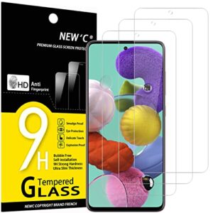 new'c [3 pack] designed for samsung galaxy a51 screen protector tempered glass, case friendly ultra resistant