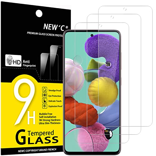 NEW'C [3 Pack] Designed for Samsung Galaxy A51 Screen Protector Tempered Glass, Case Friendly Ultra Resistant