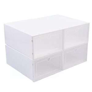 Shoe Storage Boxes,Clear Plastic Clamshell Shoebox Stackable Shoe Organizer Foldable Stackable Shoe Display Box Shoe Container Clear Closet Shelf Shoe Organizer(Angel White Large Round Holes) (24 PCS)