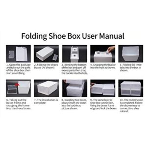 Shoe Storage Boxes,Clear Plastic Clamshell Shoebox Stackable Shoe Organizer Foldable Stackable Shoe Display Box Shoe Container Clear Closet Shelf Shoe Organizer(Angel White Large Round Holes) (24 PCS)