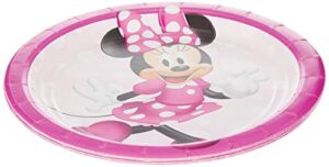 amscan minnie mouse round dessert paper plates - 7" | multicolor | pack of 8