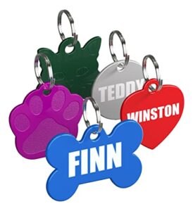 pet id tag custom for dog cat personalized | many shapes and colors to choose from | made in usa | strong anodized aluminum