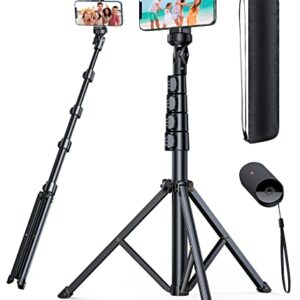 andobil 62'' iPhone Tripod Stand with Remote, Tripod for Samsung Galaxy S23 Ultra, Extendable Cell Phone Stand Lightweight Tripod Fit for iPhone 14 Pro Max, Samsung S22 S21, Android/Camera/GoPro