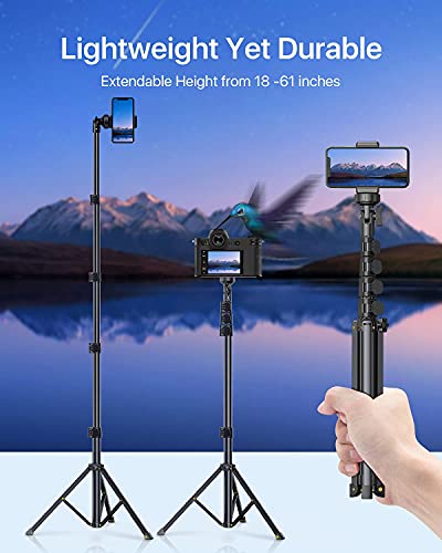 andobil 62'' iPhone Tripod Stand with Remote, Tripod for Samsung Galaxy S23 Ultra, Extendable Cell Phone Stand Lightweight Tripod Fit for iPhone 14 Pro Max, Samsung S22 S21, Android/Camera/GoPro